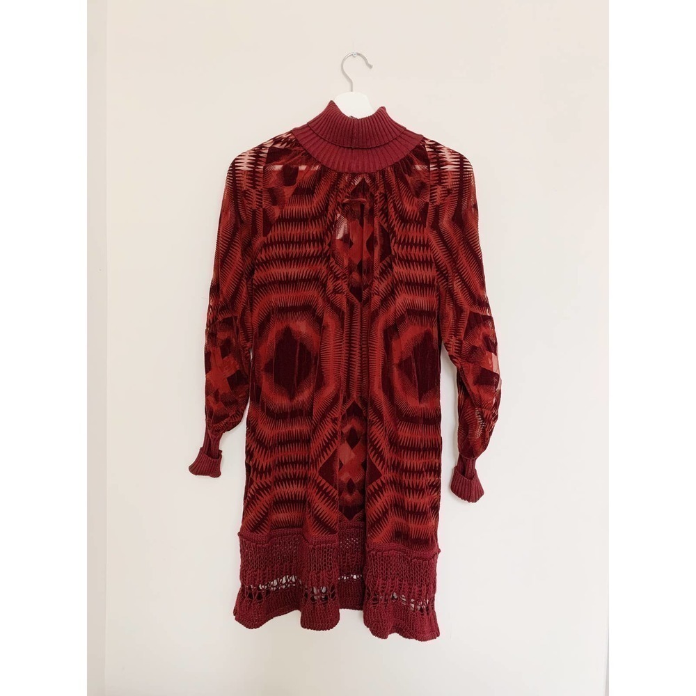Jean Paul Gaultier Vintage 1990's Early 2000's Velvet Burn Out Dress Red XS - Picture 2 of 5